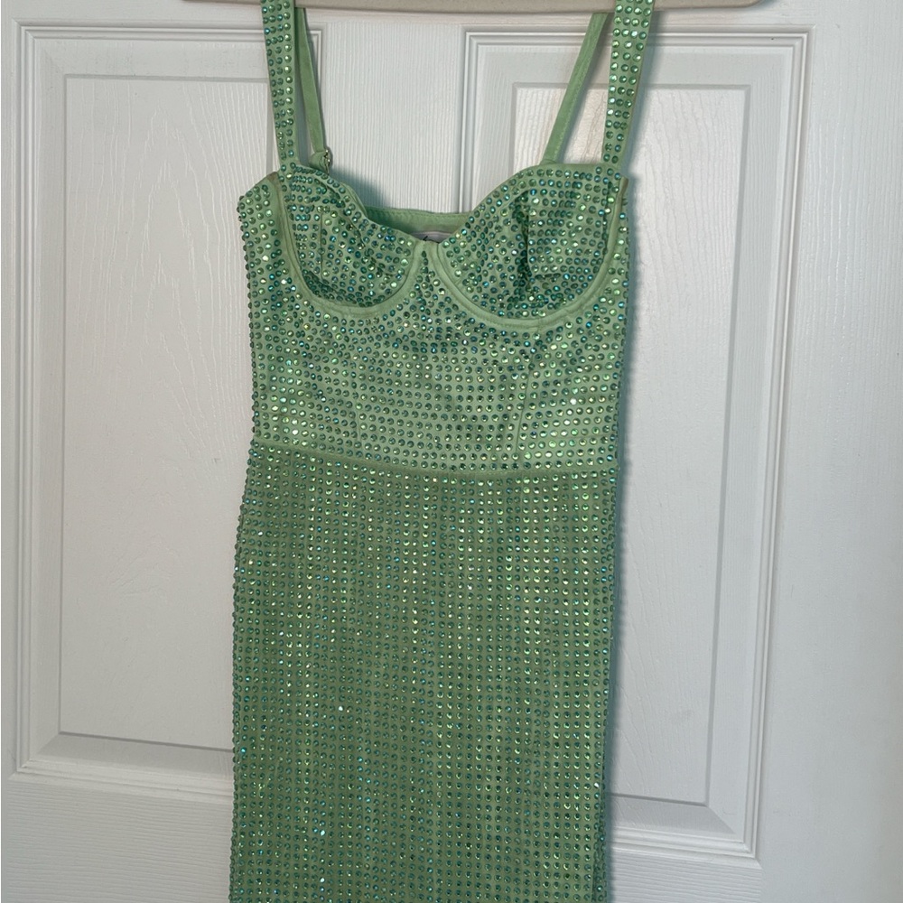 Elegant Green Embellished Dress